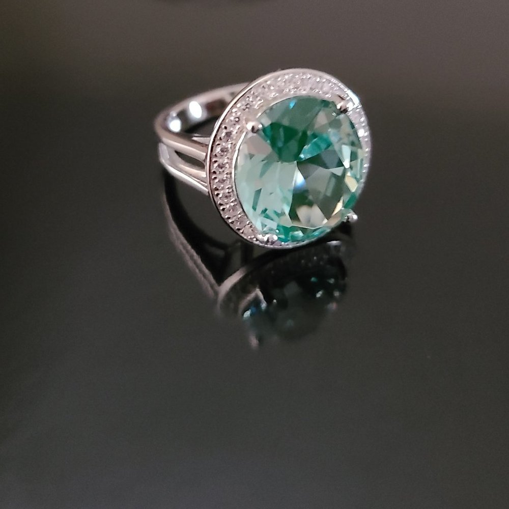 Synthetic Spinel Ring Size 6 Sterling Silver Rhodium Plated -Wedding Ring